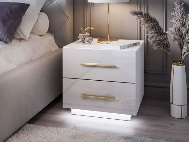 Table de chevet à tiroirs Nuveo Lux Blanc