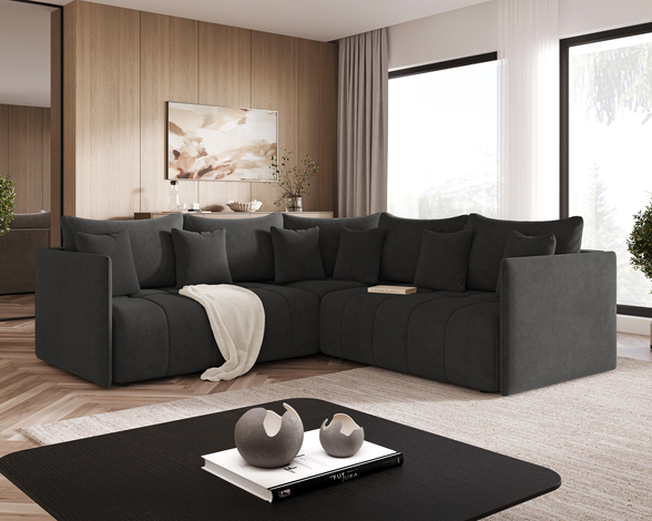 Canapé d'Angle Convertible avec Coffre Réversible Ardi L Anthracite