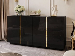 Commode de Rangement Lunelie Brillant noir
