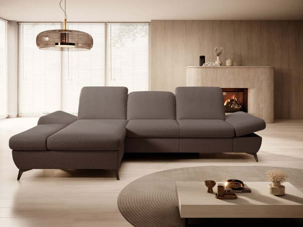Canapé d'Angle Gauche Convertible avec Coffre Hannover Marron foncé
