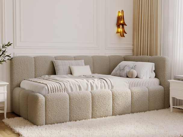 Lit adolescent 1 place avec rangement et sommier 90x200 Cloud One Beige foncé