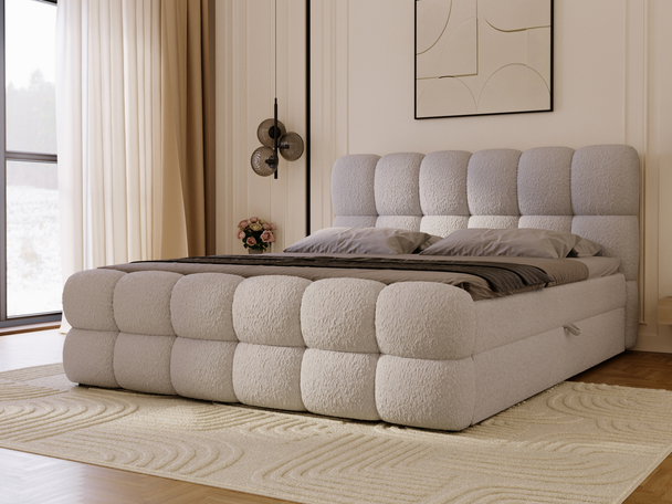 Lit Boxspring avec Coffre de Rangement 180x200 Modo Gris