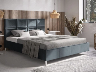 Łóżko tapicerowane ze stelażem 140x200 Luxe Ciemny szary