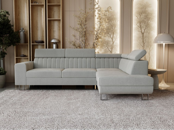 Canapé d'Angle Droite Convertible avec Coffre Berona Gris