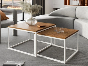 Tables Basses Gigognes sur cadre blanc Asumi Chêne Stirling 40x46