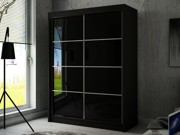 Armoire à portes coulissantes avec éclairage LED Ponti Noir