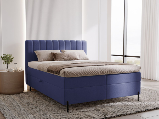 Lit Boxspring avec Coffre de Rangement 120x200 Primavera Bleu foncé