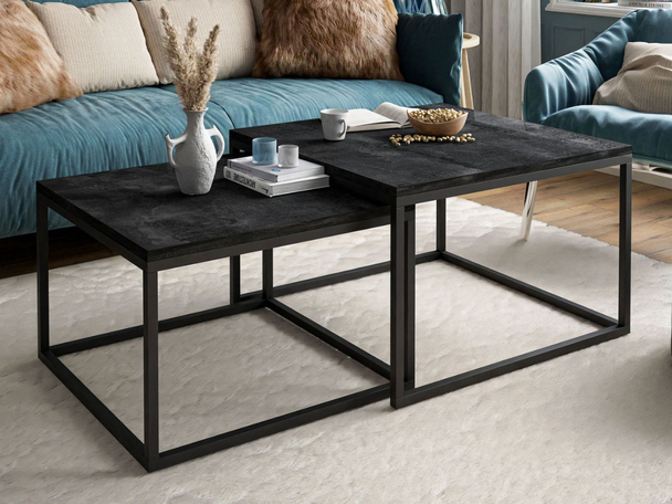 Table basse sur un cadre en métal noir Asumi Noir 40x46