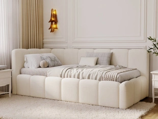 Lit adolescent 1 place avec rangement et sommier 90x200 Cloud One Beige