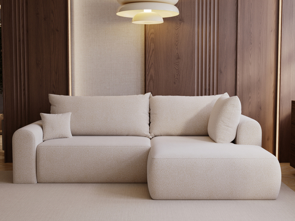 Canapé d'Angle Convertible avec Coffre Savana Bis Beige clair