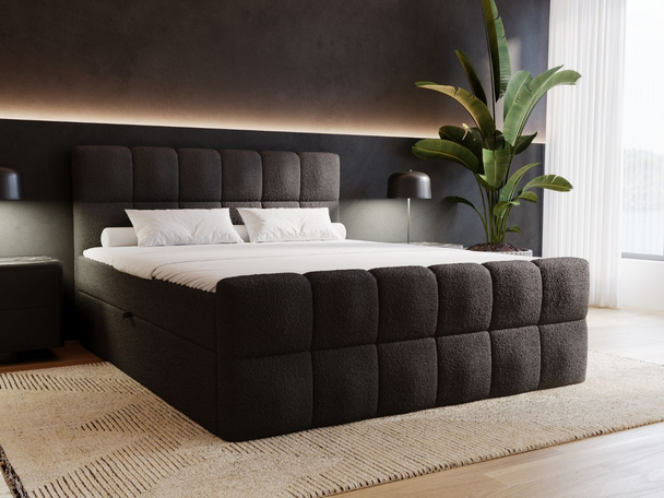 Lit Boxspring avec Coffre de Rangement 200x200 Alicante Noir