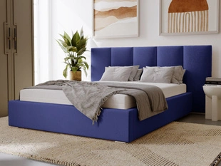Lit Coffre rembourré avec sommier relevable 180x200 Lizbona Bleu foncé