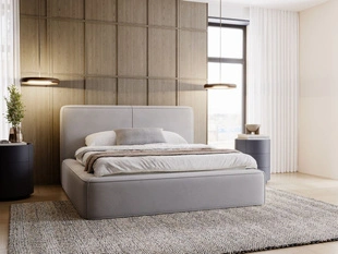 Lit Coffre rembourré avec sommier relevable 180x200 Amaro Gris