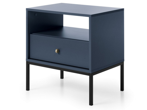 Table de Chevet avec Tiroir sur Pieds Noirs Amor Bleu Marine