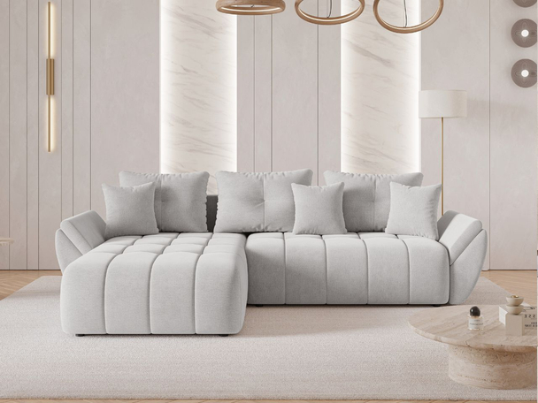 Canapé d'Angle Convertible avec Coffre Réversible Decor L Gris