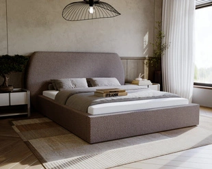 Lit Coffre rembourré avec sommier relevable 140x200 Blossom Marron