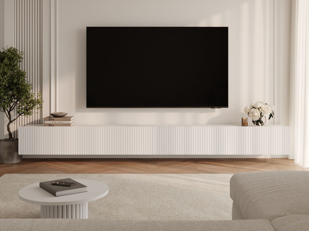 Ensemble de meubles TV avec portes 300 cm Kioto Blanc mat