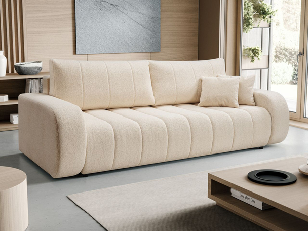 Canapé Droit Convertible avec Coffre Adoro Beige clair