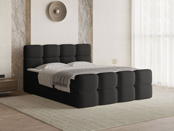 Lit Boxspring avec Coffre de Rangement 120x200 Rivon Noir