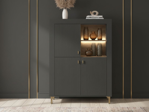 Commode de rangement avec éclairage LED Messina Noir