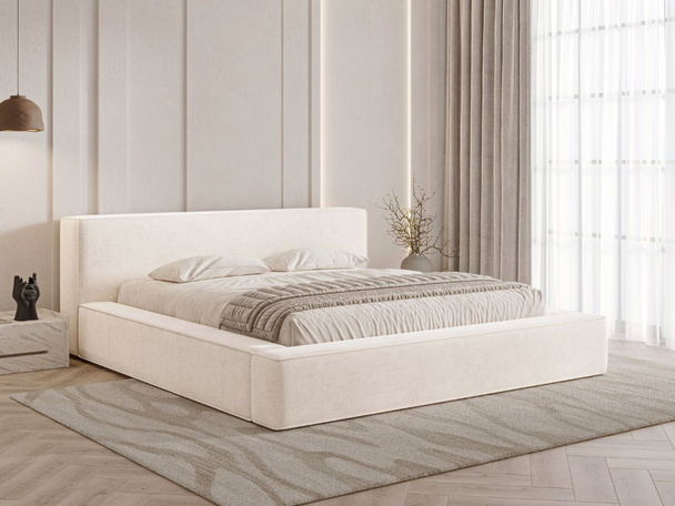 Lit Coffre rembourré avec sommier relevable 120x200 Mali Créme