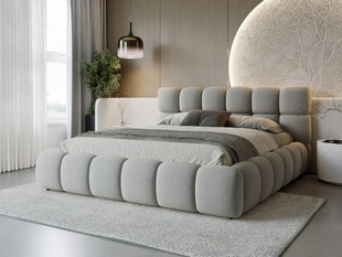 Lit Coffre rembourré avec sommier relevable 200x200 Modo Gris