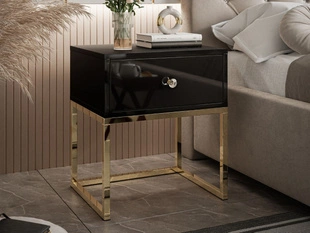 Table de chevet avec cadre en métal Brisa Brillant noir