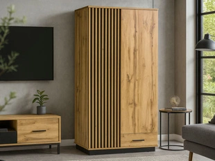 Armoire Portes Battantes Lavore Chêne de Wotan, noir