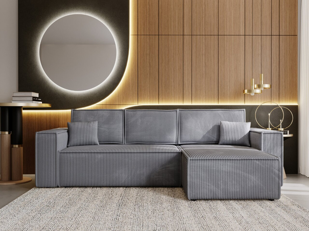 Canapé d'Angle Convertible avec Coffre Réversible Prato XL Gris foncé