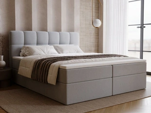 Lit Boxspring avec Coffre de Rangement 200x200 Maison Gris