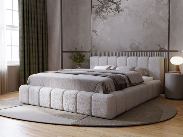 Lit Coffre rembourré avec sommier relevable 120x200 Orio Gris
