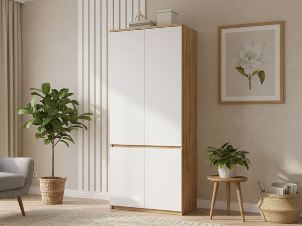 Armoire Portes Battantes Arcadia Blanc, Marron