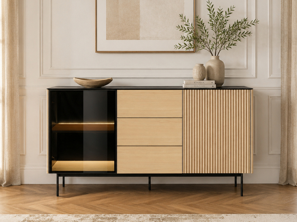 Commode de Rangement avec éclairage LED Auroé Marron