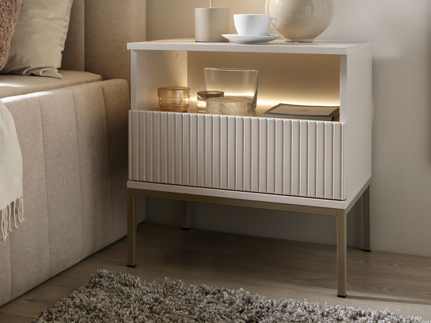 Table de chevet avec tiroir et éclairage LED Deo Cachemire