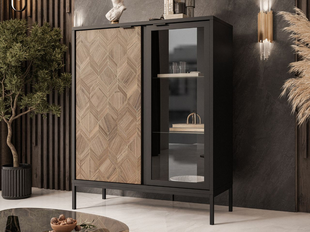 Moderne Vitrine avec LED Tavio Noir