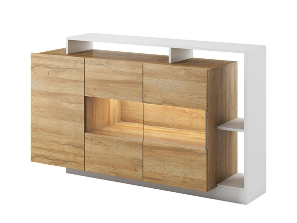 Buffet avec portes 155 cm Alvano Chêne Grandson, Blanc