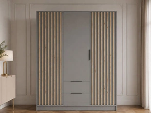 Armoire Portes Battantes Macron gris à lamelles