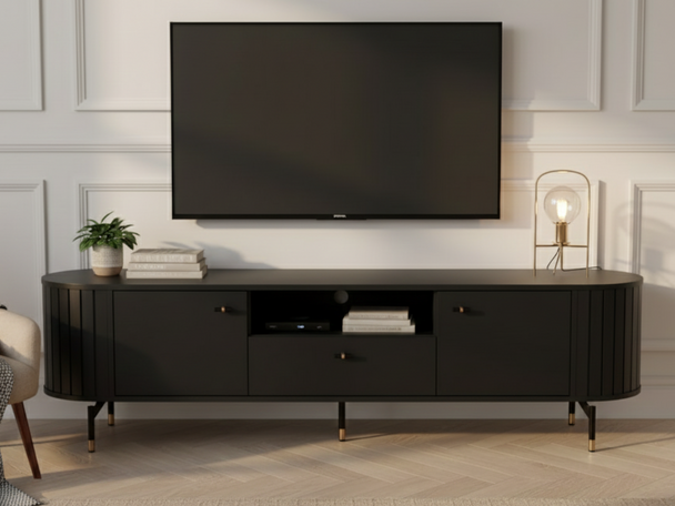 Meuble TV Rangement Soria Noir mat