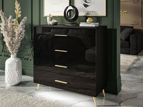 Commode de Rangement avec éclairage LED Nuveo Noir