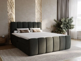 Lit Boxspring avec Coffre de Rangement 140x200 Cloud Gris foncé