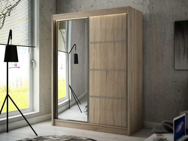 Armoire avec miroir et éclairage LED Portel Chêne Sonoma
