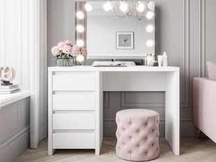 Coiffeuse avec grand miroir et éclairage Nesso Blanc mat