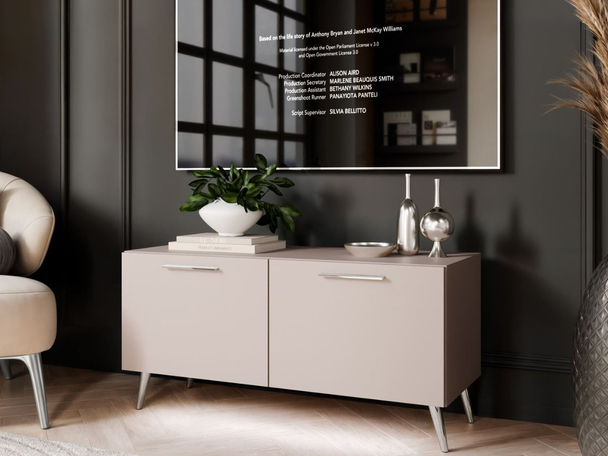 Meuble TV Rangement avec éclairage LED Noaé Cachemire