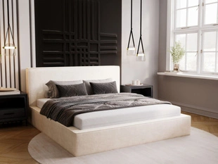 Lit Coffre rembourré avec sommier relevable 140x200 Monaco Créme