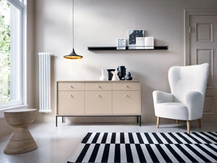 Buffet avec Portes et Tiroirs sur Pieds Noirs 154 cm Amor Beige Sable