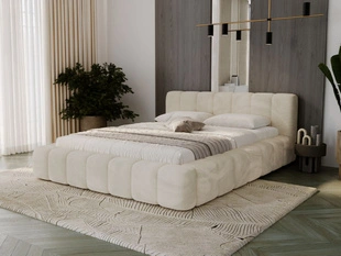 Lit Coffre rembourré avec sommier relevable 180x200 Ibiza Créme