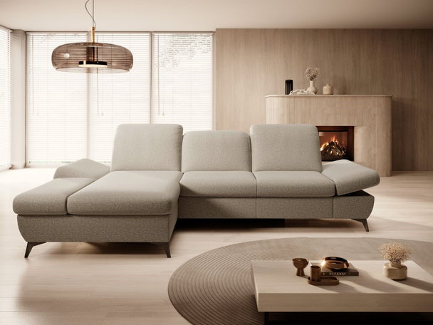 Canapé d'Angle Gauche Convertible avec Coffre Hannover Marron clair