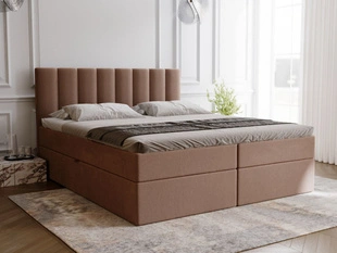 Lit Boxspring avec Coffre de Rangement 200x200 Mocca Marron