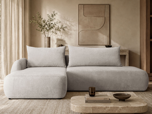 Canapé d'Angle Convertible avec Coffre Velis Beige