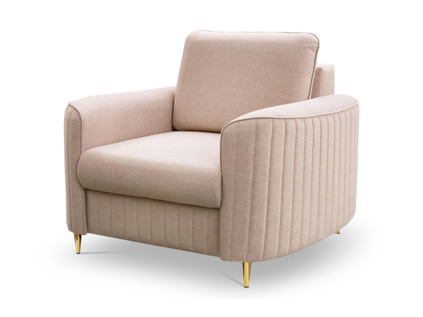 Fauteuil aux pieds dorés Limon Beige foncé